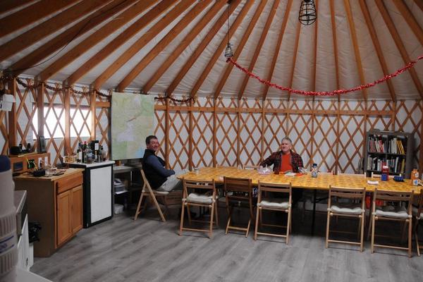 Meals are served family style in the Dining Room Yurt